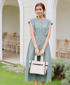 Tiaclasse 【洗える】リネンライクフレンチスリーブワンピース