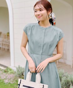 Tiaclasse 【洗える】リネンライクフレンチスリーブワンピース