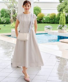 Tiaclasse 【洗える】リネンライクフレンチスリーブワンピース