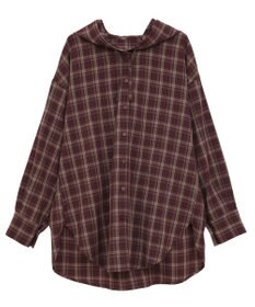 earth music&ecology フーディーチェックシャツ