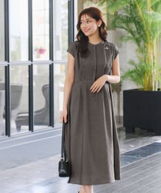 Tiaclasse 【洗える】リネンライクフレンチスリーブワンピース