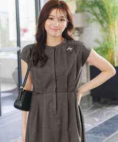 Tiaclasse 【洗える】リネンライクフレンチスリーブワンピース