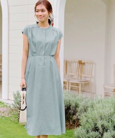 Tiaclasse 【洗える】リネンライクフレンチスリーブワンピース