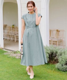 Tiaclasse 【洗える】リネンライクフレンチスリーブワンピース