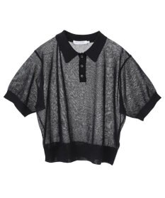 AMERICAN HOLIC ウォッシャブルシアーニット半袖ポロシャツ