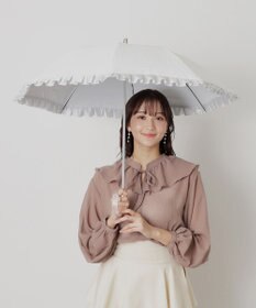 MOONBAT 【一級遮光/晴雨兼用】LANVIN en Bleu (ランバン オン ブルー)  折りたたみ日傘 シャイニーフリル 遮光 遮熱 UV