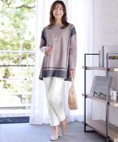Tiaclasse 【新色追加・洗える】配色ニットチュニック