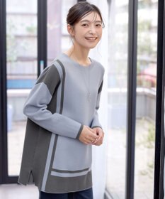 Tiaclasse 【新色追加・洗える】配色ニットチュニック