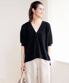 UNFILO ハーフスリーブ畔カーディガン