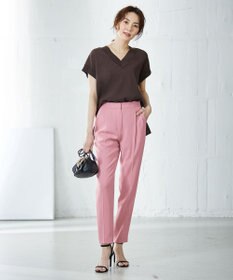 ICB 【人気のため新色追加・洗える】Naiaバックサテン テーパードパンツ