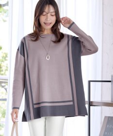 Tiaclasse 【新色追加・洗える】配色ニットチュニック