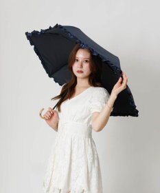 AURORA 【dazzlin（ダズリン）】無地フリル晴雨兼用傘（折りたたみ）