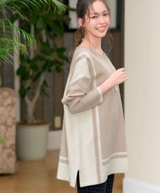 Tiaclasse 【新色追加・洗える】配色ニットチュニック