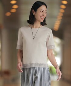 J.PRESS LADIES 【一枚で着映え】コットンスムース レース カットソー