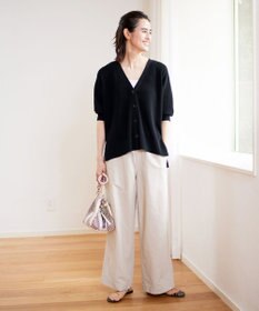 UNFILO ハーフスリーブ畔カーディガン