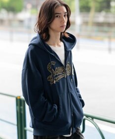 WEGO 【ユニセックス着用ITEM/SMLサイズ展開】レオパードワッペンダブルZIPパーカー