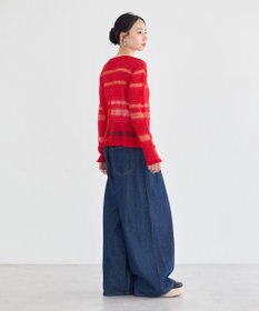 earth music&ecology シアーボーダーニットカーディガン
