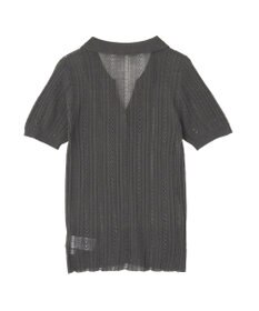 CRAFT STANDARD BOUTIQUE レースニット衿付き半袖カーディガン