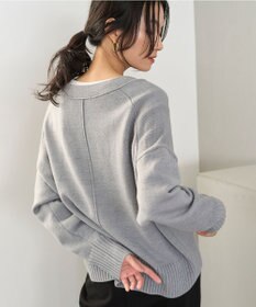 UNFILO 【洗える】クロップド Vネック カーディガン