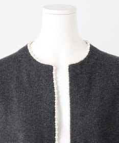23区 L 【R(アール)】ウールカシミヤ パールトリム カーディガン