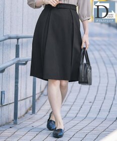 Tiaclasse 【ダブルストレッチ・洗える】ベルト付きタックスカート