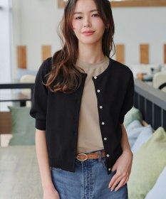 Tiaclasse  【洗える】ハーフスリーブサマーニットカーディガン