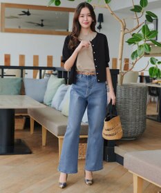 Tiaclasse  【洗える】ハーフスリーブサマーニットカーディガン