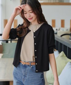 Tiaclasse  【洗える】ハーフスリーブサマーニットカーディガン