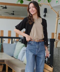 Tiaclasse  【洗える】ハーフスリーブサマーニットカーディガン