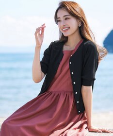 Tiaclasse  【洗える】ハーフスリーブサマーニットカーディガン