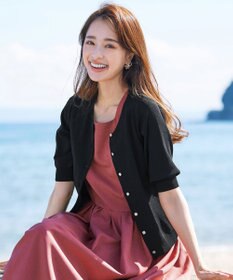 Tiaclasse  【洗える】ハーフスリーブサマーニットカーディガン