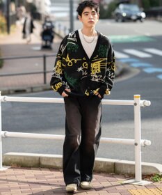 WEGO リラックスフィットパターンカーディガン