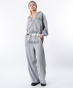 WEGO 【ウエストゴム/ユニセックス着用ITEM】ブリーチハトメスウェットパンツ