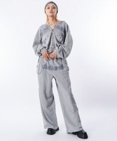 WEGO 【ウエストゴム/ユニセックス着用ITEM】ブリーチハトメスウェットパンツ