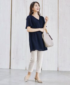 Tiaclasse L 【洗える】フレアスリーブチュニックブラウス