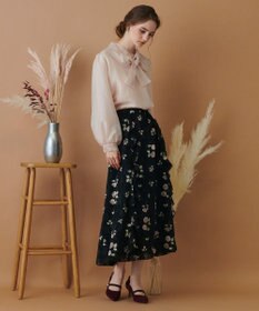 WEB限定】【TOCCA LAVENDER】Rose Cut Jacquard Print Skirt スカート