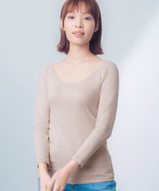 Wing あったかインナー オーガニックコットン混 やわらかくやさしい肌ざわり 【綿の贅沢オーガニック】 綿混 ネックひろめ 8分袖 長袖 秋 冬 EL4931ウイング／ワコール