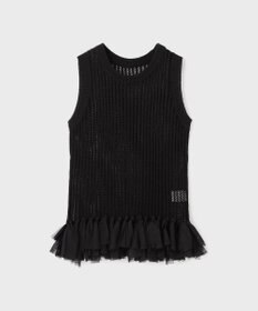 GRACE CONTINENTAL チュールフリンジニットトップ