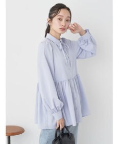 earth music&ecology リボン付き切り替えギャザーシャツチュニック