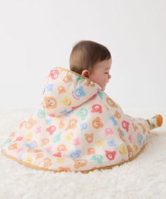 MIKI HOUSE HOT BISCUITS カラフルビーンズ 裏ボアフリース リバーシブル総柄マント