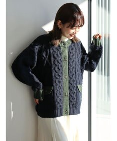 AMERICAN HOLIC 配色ケーブルニットカーディガン