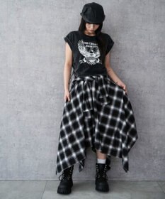 WEGO ネルシャツライクイレヘムロングスカート