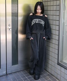 WEGO 【ウエストゴム】カーブデザインスウェットパンツ