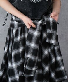 WEGO ネルシャツライクイレヘムロングスカート