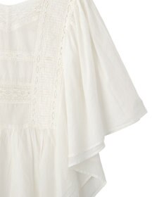 earth music&ecology 【WEB・一部店舗限定】【綿100％】レース＆ピンタックポンチョ