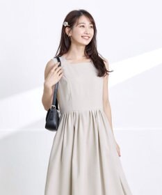 Tiaclasse 【洗える】麻調スクエアネックワンピース