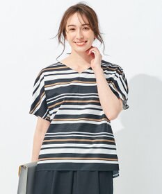 自由区 【接触冷感・速乾・UVカット・撥水・防シワ】リネンライクツイル プルオーバーブラウス