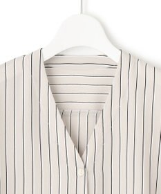 23区 S バックサテンアムンゼン ストライプ プリント ブラウス