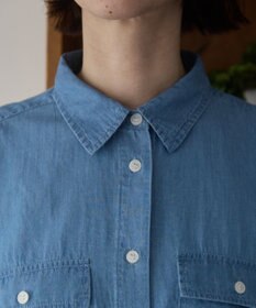 WEGO 【ANGIE VINTAGE】シアーデニムレギュラーカラーシャツ