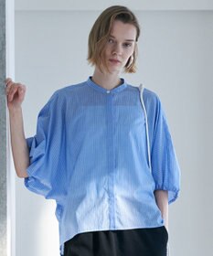 ICB ソフトコットンローン シャツブラウス ブルーストライプ